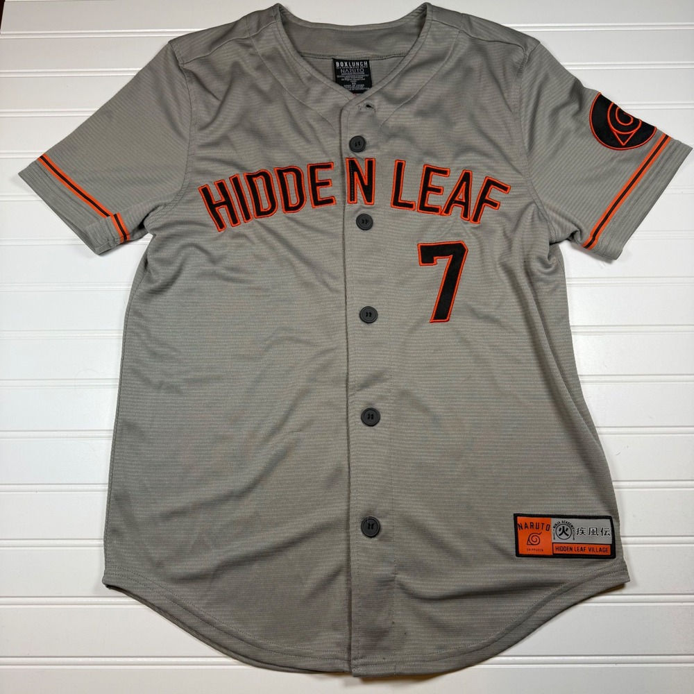 Naruto Shippuden Uzumaki 7 Baseball Jersey BoxLunch Grey Orange Men XS Anime‎